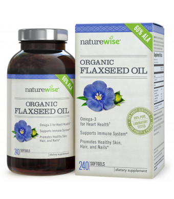 NatureWise Organic Non-GMO Flaxseed Oil, #1 Omega-3 Flax Seed Oil Softgels, 720 mg, 240 count