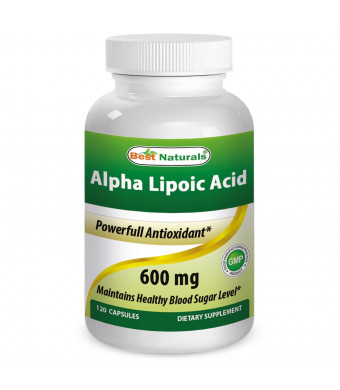 Best Naturals Alpha Lipoic Acid 600 mg Capsules, 120 Count