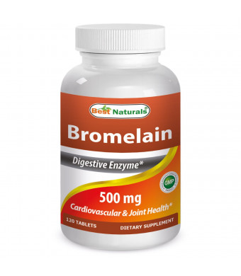 #1 Bromelain 500mg 120 Tablets by Best Naturals - Natural Proteolytic Enzyme - Manufactured in a USA Based GMP Certified Facility and Third Party Tes