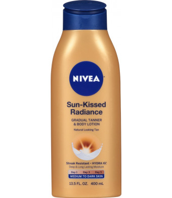 NIVEA Sun-Kissed Radiance Gradual Tanner and Body Lotion, Medium to Dark Skin, 13.5 Ounce