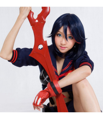 Free Hair Cap + Kill La Kill Ryuko Matoi Dark Blue Mixed Red Anime Cosplay Wig