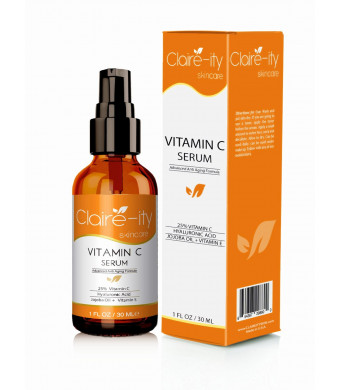 Vitamin C Serum for Face 25%. With Hyaluronic Acid + Vitamin E. Best Natural and Organic Anti Aging Formula Stimulates Collagen, Repairs Wrinkles and
