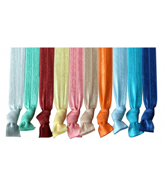 Spring/Summer 2015 Colors, No Crease Hair Ties, Set of 10, Fold Over Elastic (10 Hair Ties; 1 of Each Color, Spring/Summer 2015); Easter Spring Sale
