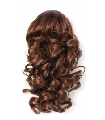 OneDor 12"  Curly Synthetic Clip In Claw Drawstring Ponytail Hair Extension Synthetic Hairpiece 115g with a jaw/claw clip (30#-Reddish Brown)