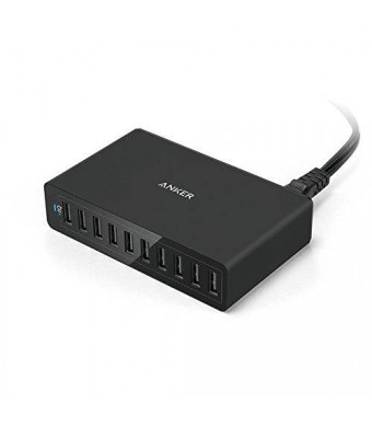 Anker PowerPort 10 (60W 10-Port USB Charging Hub) Multi-Port USB Charger for Apple iPhone 6 / 6 Plus (DUAL VOLTAGE)