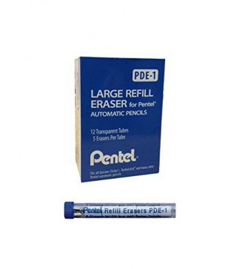 Pentel Refill Eraser For AL, AX and PD Series Pencils 5 pcs/Tube, Box of 12 (PDE-1)