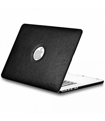 Kuzy - BLACK LEATHER Hard Case for MacBook Pro 15.4" with Retina Display Model: A1398 (NEWEST VERSION) Shell Cover 15-Inch Leatherette - BLACK