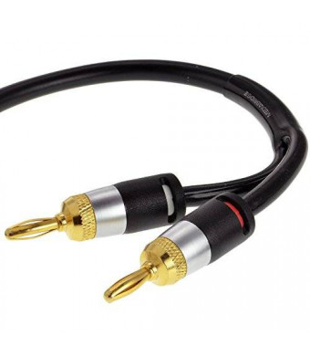 Mediabridge 16AWG Ultra Series Speaker Cable with Dual Gold Plated Banana Tips (6 Feet) - CL2 Rated - High Strand Count Copper (OFC) Construction - Black [New & Improved Version] (Part# SWT-06B)