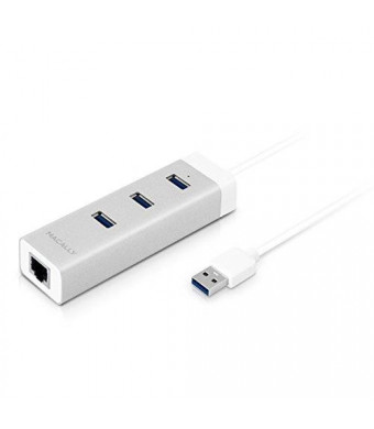 Macally 3-Port USB 3.0 HUB with Gigabit Ethernet Adaptor for Mac and PC (U3HUBGBA)