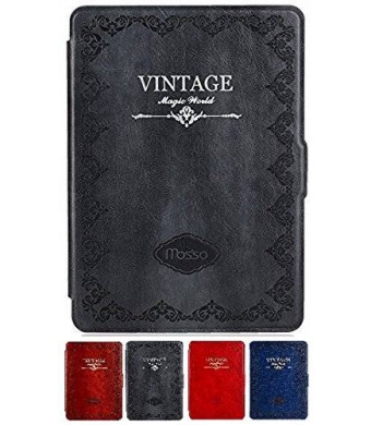 Mosiso Gray Classic Retro Book Style Smart Case for Kindle Voyage - Slim-Fit Cover Case, Gray