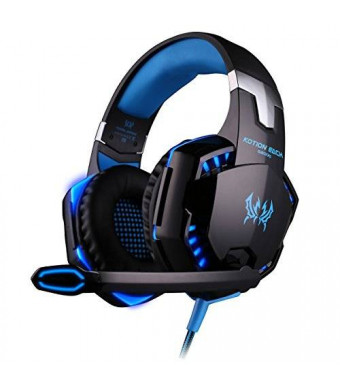 Hausbell KOTION EACH G2000 Over-ear Gaming Headphone Headset with Mic Stereo Bass LED Light for PC Game(Blue)