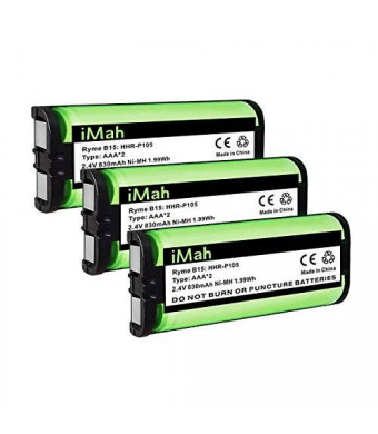 3-Pack iMah Ryme B15 HHR-P105 Cordless Phone Battery for Panasonic KX-TG5777 KX-TGA242 KX-TGA571 HHR-P105A (TYPE 31)