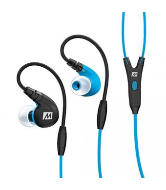 MEE audio M7P Secure-Fit Sports In-Ear Headphones with Mic, Remote, and Universal Volume Control (Blue)