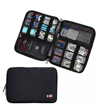 BUBM Travel Gear Organizer / Electronics Accessories Bag / Phone Charger Case (Large, Black)