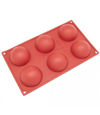 Freshware SL-100RD 6-Cavity Half Circle Silicone Mold for Making Delicate Chocolate Desserts, Ice Cream Bombes, Cakes, Soap, Resin Items, and More