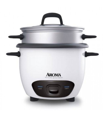 Aroma 6-Cup (Cooked) (3-Cup UNCOOKED) Pot Style Rice Cooker and Food Steamer (ARC-743-1NG)