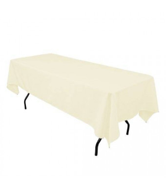 LinenTablecloth 60 x 102-Inch Rectangular Polyester Tablecloth Ivory