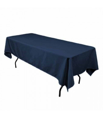 LinenTablecloth 60 x 102-Inch Rectangular Polyester Tablecloth Navy Blue