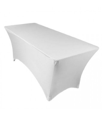 LinenTablecloth 6 ft. Rectangular Stretch Tablecloth White