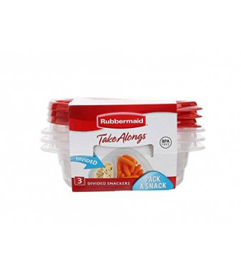 Rubbermaid 1S41 TakeAlongs Food Storage Container, Snack, Red, Divided, Single