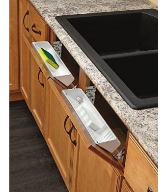 Rev-A-Shelf - 6572-14-11-52 - 14 in. White Polymer Tip Out Sink Front Trays and Hinges