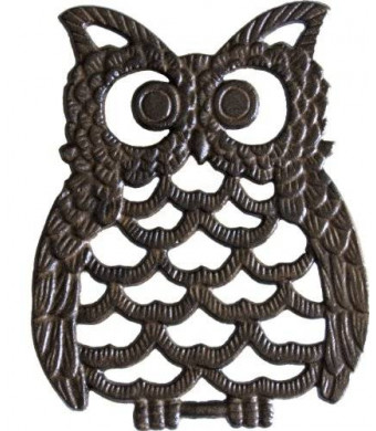 Comfify Cast Iron Owl Trivet | Decorative Cast Iron Trivet For Kitchen Or Dining Table | Vintage Design | 7.75X6" | with Rubber Pegs