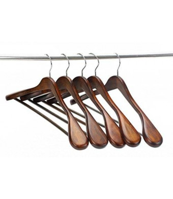 J.S. HangerGugertree Wooden Extra-Wide Shoulder Suit Hangers, Wood Clothing Hangers for Closet Collection, Retro Finish, 5-Pack