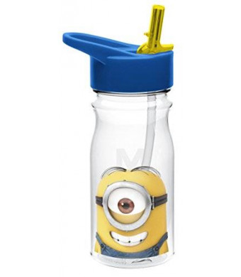 Zak! Designs Tritan Water Bottle with Flip-Up Spout and Straw with Despicable Me 2 Minions Graphics, Break-resistant and BPA-free Plastic, 16.5 oz.