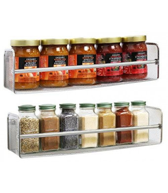 Deco Brothers DecoBros 2 Pack Wall Mount Single Tier Mesh Spice Rack, Chrome