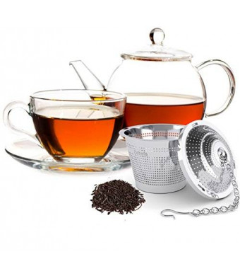 Schefs Premium Tea Infuser - Stainless Steel - Large Multi Cup Size - Perfect Strainer for a Kettle of Hot Tea or a Pitcher of Iced Tea