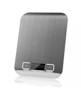 Elec3 Digital Multifunction Kitchen and Food Scale, Stainless Steel Platform with LCD Display, 5kg, (Silver)