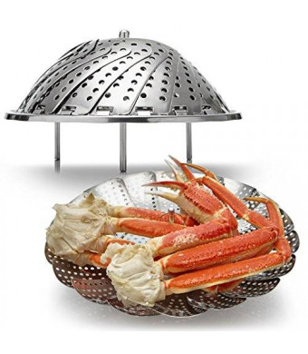 Red Kitchen REDKitchen 100% Stainless Steel Vegetable Steamer - Improved Design: 30% Longer Legs and Handle for Safety