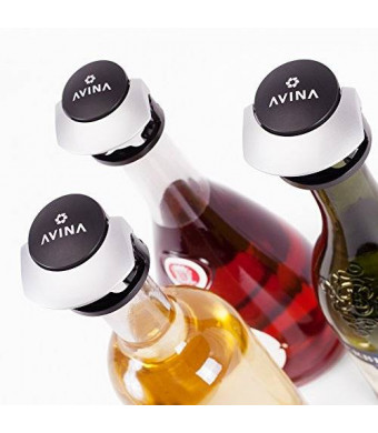 AVINA Locking Wine Stopper Set - Reusable Wine Saver / Wine Preserver System with Secure Rubber Cork