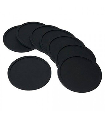 Attican Barmix Rubber Silicone Drink Coasters (Set of 8 Pieces), Black