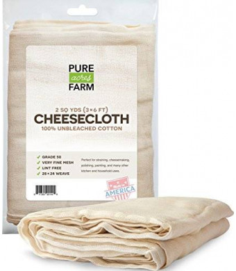 Pure Cheesecloth - 18 Sq Feet: Grade  50 - 100% Unbleached Cotton - Filter - Strain - Reusable