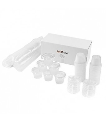 Super Z Outlet Mini Clear Plastic Jello Shot and Condiment Sauce Disposable Cups with Lids for Restaurants