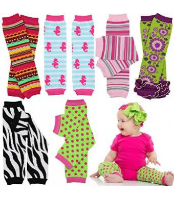 6 Pack Baby and toddler Girls juDanzy leg warmers dots, zebra, stripes, etc