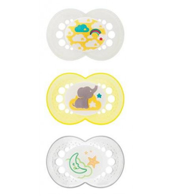 MAM Day and Night Silicone Orthodontic Pacifiers Set 6+, Pack of 3