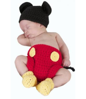 Jastore Photography Prop Baby Costume Cute Crochet Knitted Hat Cap Girl Boy Diaper Shoes Mouse
