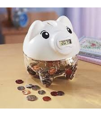 Gift Depot Digital Piggy Coin Counting Bank - White