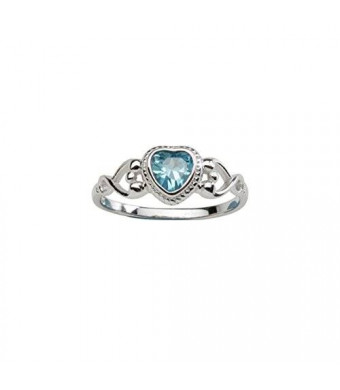 Precious Pieces Sterling Silver Baby Ring and March Birthstone Ring with Aquamarine CZ