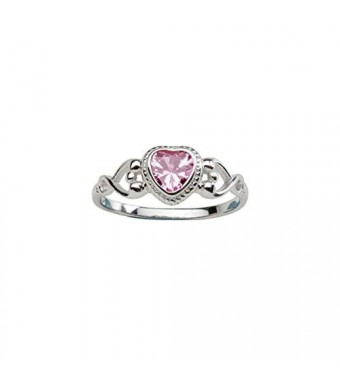 Precious Pieces Sterling Silver Baby Ring and October Birthstone Ring with Pink CZ