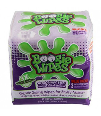 Boogie Wipes Saline Nose Wipes Grape Scent 90 Count