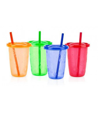 Nuby Stackable Wash or Toss Straw Cups, 4 Count