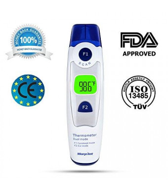 [CE and FDA Approved] Morpilot Best Digital Baby Thermometer Forehead and Ear Thermometer-FDA and CE Approved-adult and Child
