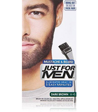 Just For Men Mustache and Beard Brush-In Color Gel, Dark Brown (Pack of 3)
