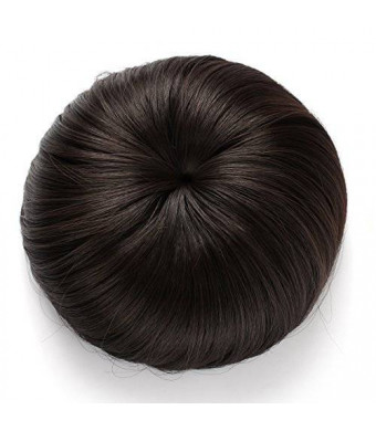OneDor Synthetic Hair Bun Extension Donut Chignon Hairpiece Wig (4#-Dark Brown)