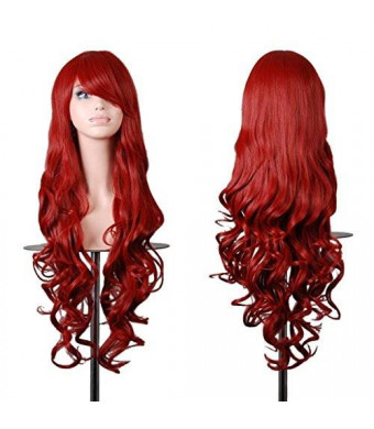 EmaxDesign Wigs 32 Inch Cosplay Wig For Women With Wig Cap and Comb(Dark Red)