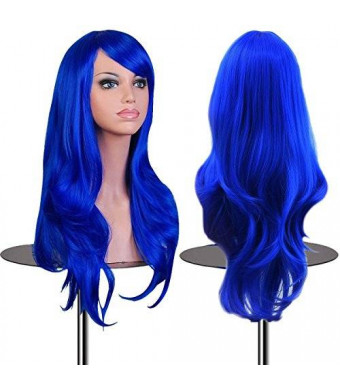 EmaxDesign Wigs 28 Inch Cosplay Wig For Women With Wig Cap and Comb(Dark Blue)