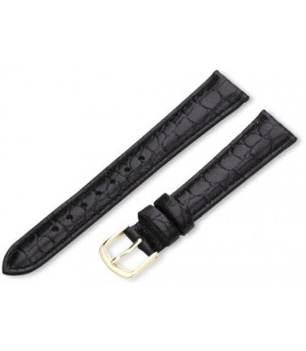 Hadley-Roma Men's MSM717RA 170 17-mm Black Crocodile Grained Leather Watch Strap